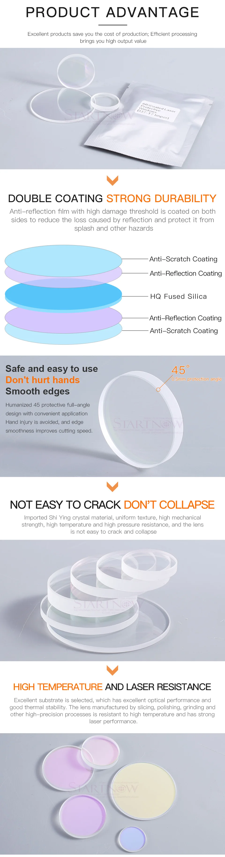 Startnow Fiber Laser Protective Windows Dia.50mm Coated 50x2 55x1.5 Optical Glass Protection Lens For Laser Cutting Welding Head