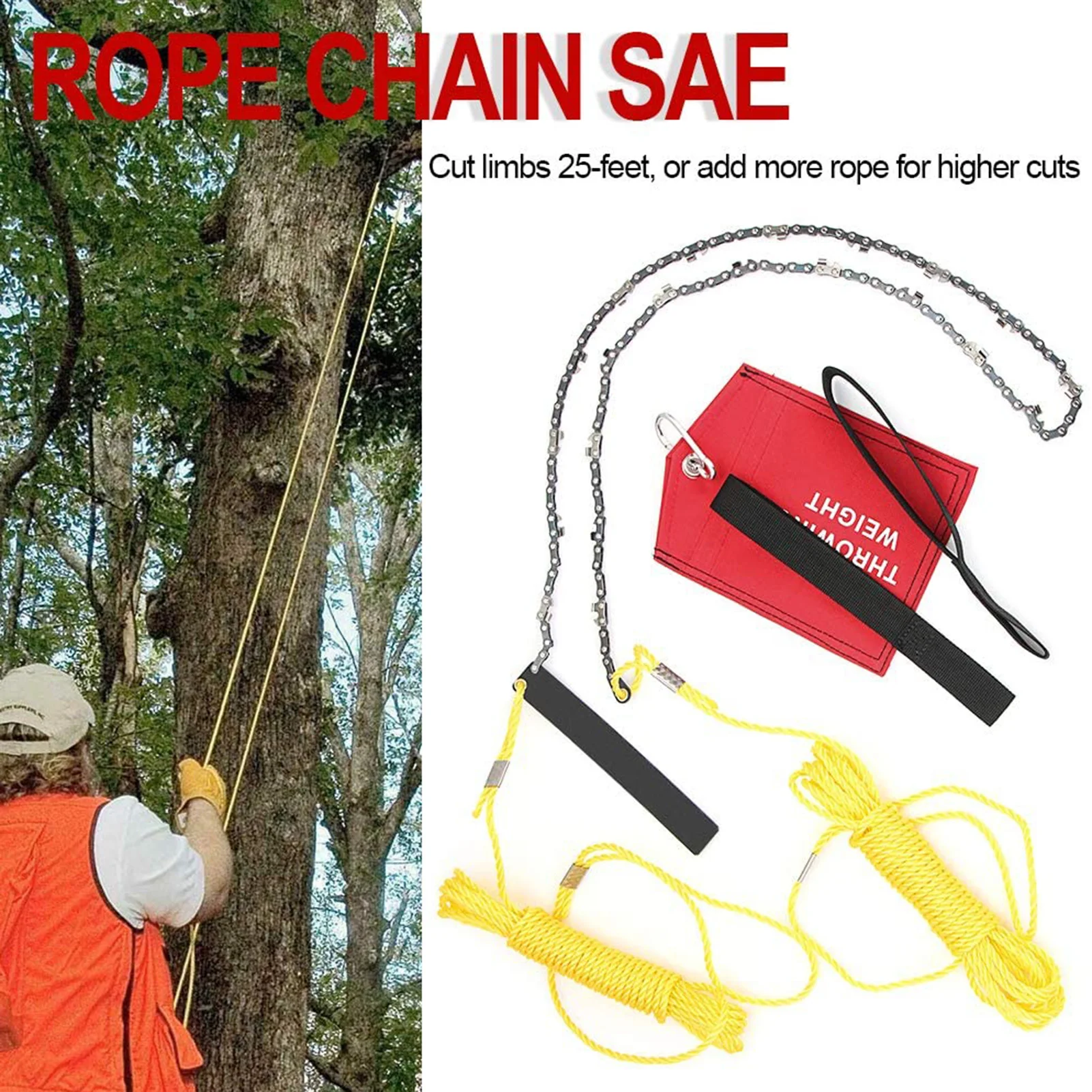 Hand-Held High-Altitude Rope Chain Saw Tether High Branch Saw Pruning Fruit Tree Saw Multi-function Garden Tool Hand Chain Saw