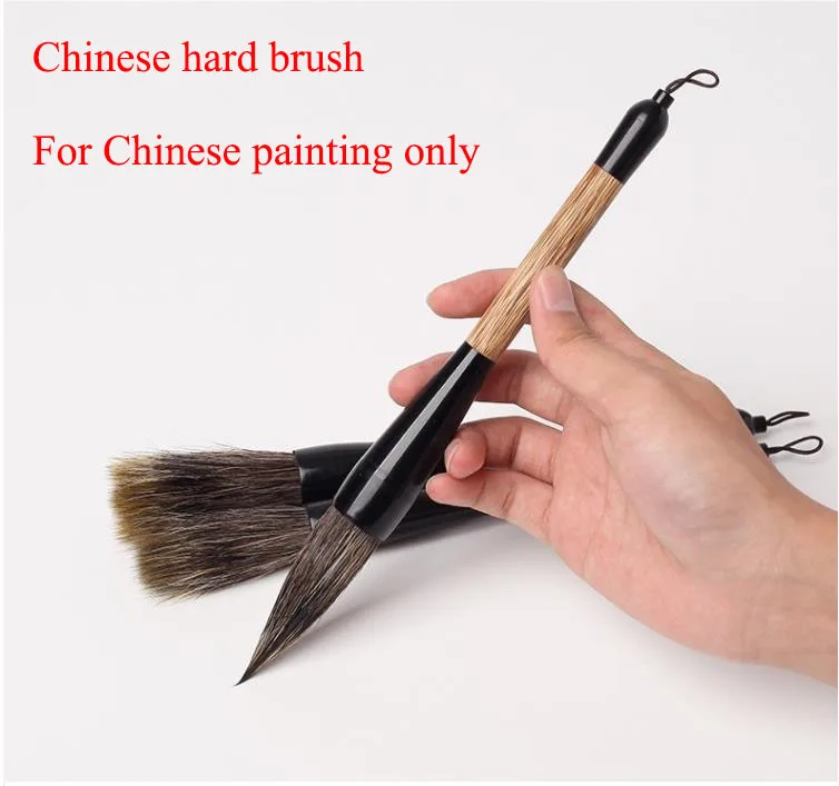 pintura chinesa pincel caneta escova dura xie yi montanha pedra arvore pintura texugo cabelo 01