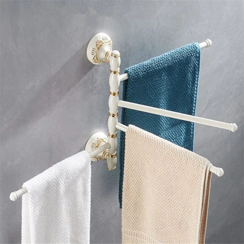 

Bath Hardware Aluminum Carved Foldable Movable Rotatable Bath Towel Bar Bathroom Towel Rack Wall Mounted Towel Holder 2-5 Bars