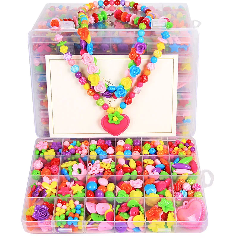 DIY Handmade Beaded 24 Grid Toy Handmade Toddlers Beads for Girl Jewelry Making Bracelets Girls Toys Creative DIY Bracelet Toys