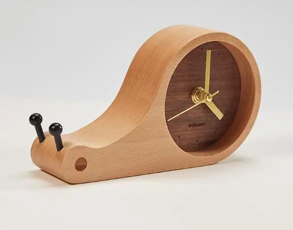 Creative home furnishing solid wood desktop clock home children gift cartoon snail clock