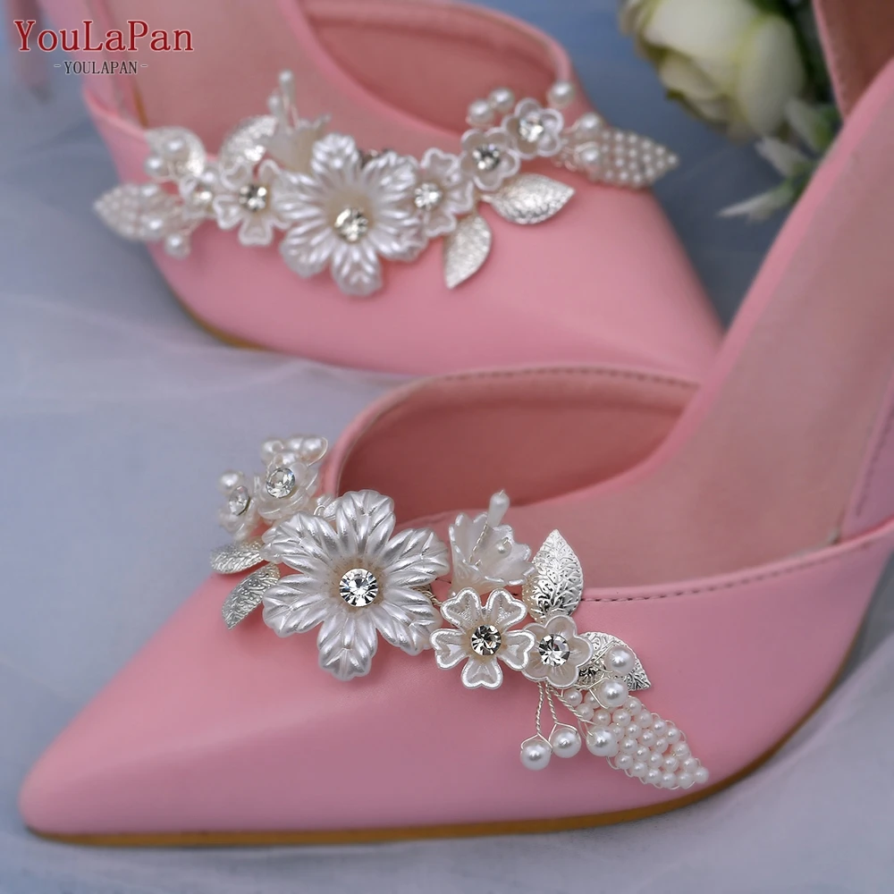 

TOPQUEEN X26 2pcs Floral Shoes Buckle Women Shoes Decorations Women High Heels Shoe Accessories Fashion Wedding Bridal Buckle