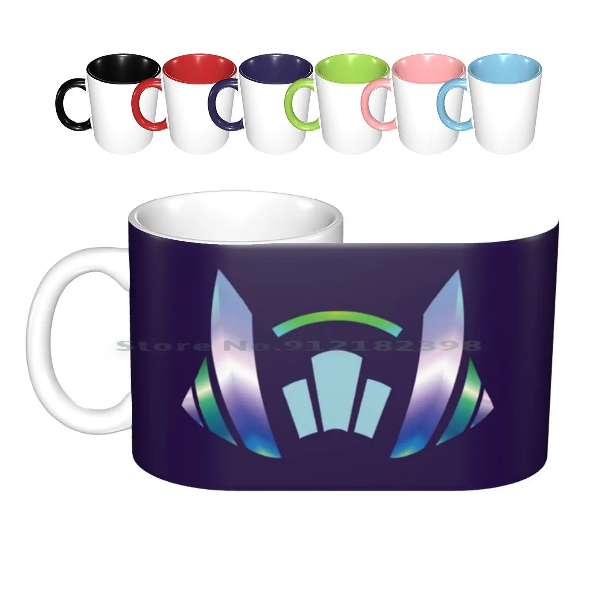 Kinetic Ceramic Mugs Coffee Cups Milk Tea Mug Legends Dj Sona Kinetic Game Etawhl Helmet Gradient Graphic Illustrator Summoners