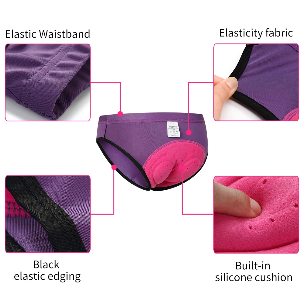 WOSAWE, ropa interior de ciclismo para mujer, pantalones cortos acolchados 3D a prueba de golpes para bicicleta de montaña MTB, ropa interior