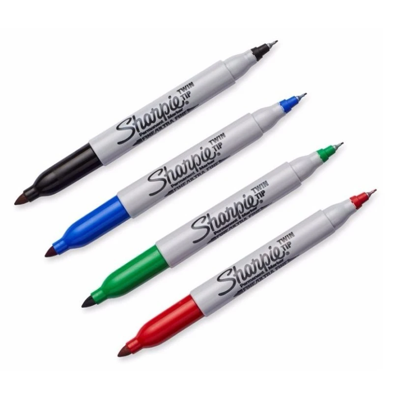 4colors/Lot Sharpie Permanent Marker Pen Twin Tip Fine Markers Quick Dry Ink Smooth Writing Cd Marker Pennarello