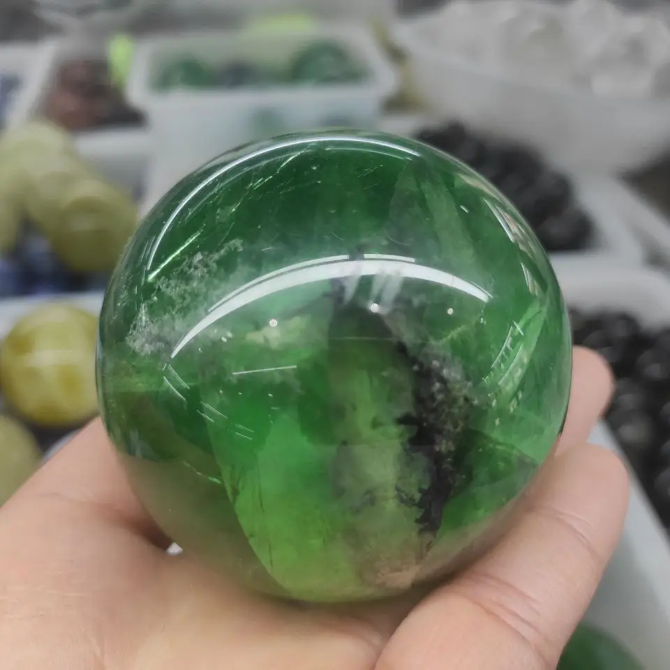 1pcs  Natural green fluorite ball quartz crystal cure ball spirit stone