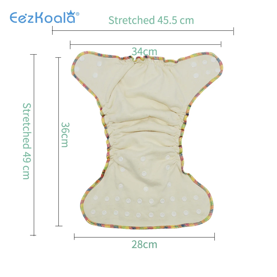 EezKoala-pañal de tela ajustado de cáñamo respetuoso con el medio ambiente, AIO cada pañal con un inserto a presión, alta absorción, se ajusta al