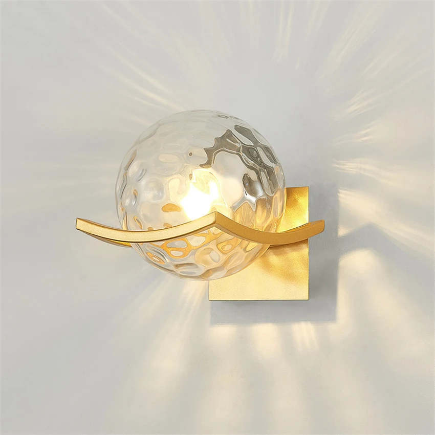 

Nordic Bedside Wall Lamps Bedroom Living Room Decor Background Wall Modern Hotel Round Glass Lamp Corridor Bathroom Wall Lights