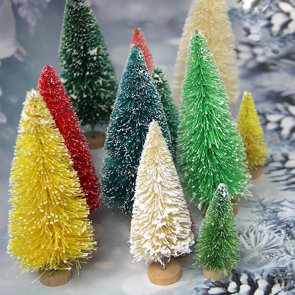 8PCS Multi Size Christmas Mini Tree Small Pine Tree Colorful Mini Trees for Xmas Home Desktop Ornaments Noel Party Decorations