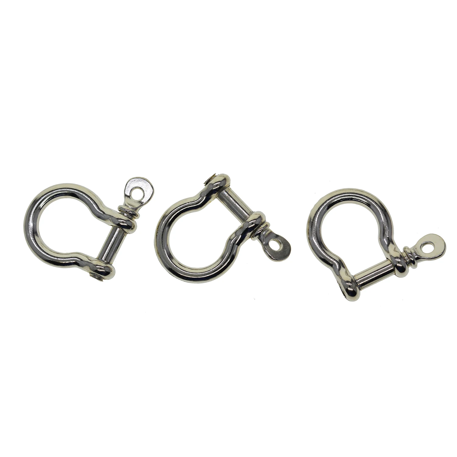 wholesale 50 Silver alloy screw pin lock U hook shackle leather bangle connector joint horse shoe keychain lanyard FOB EDC DIY