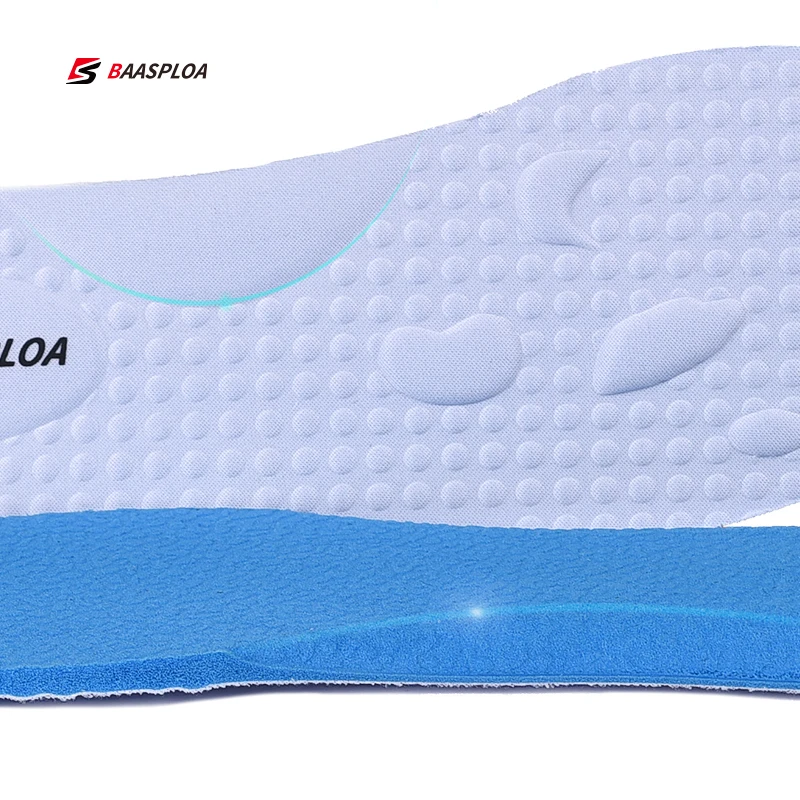 Baasploa 브랜드 뉴 남성 Insoles 방취제 미끄럼 방지 소프트 충격 흡수 스포츠 신발 패드 통풍 여성 스포츠 Insoles