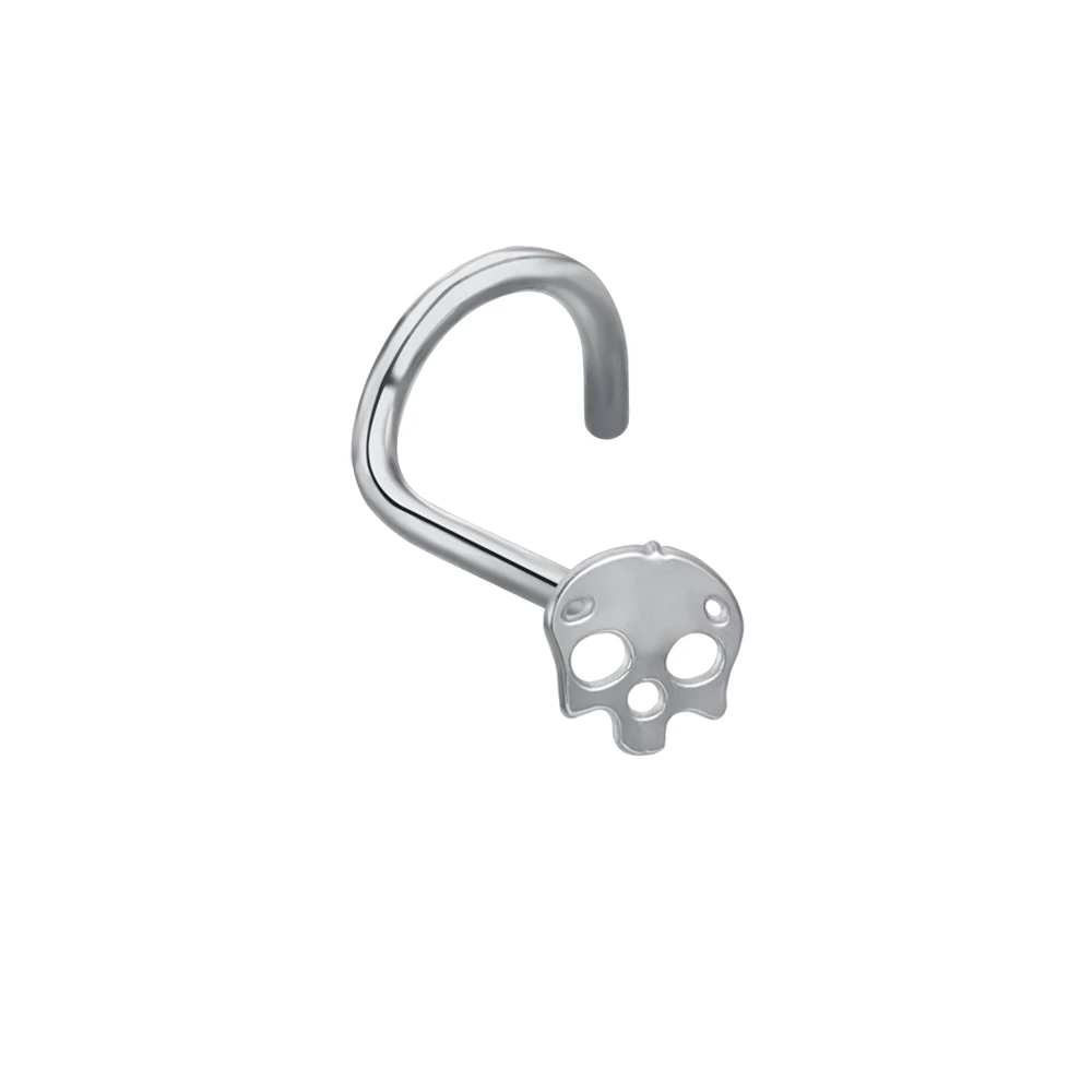 Stainless Steel Moon Heart Skull Nose Stud
