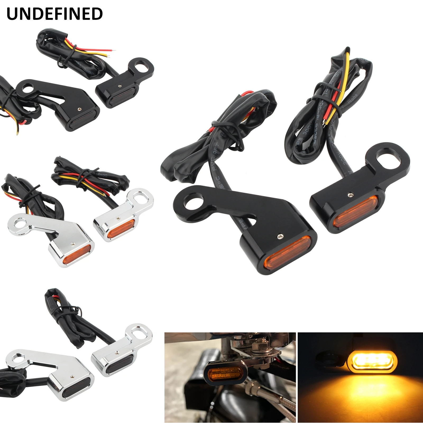 For Harley Softail FXSB FXBB FLSS 2015-2020 Mini Turn Signal Light Motorcycle Handlebar Indicators Amber LED Blinker Lamp 12V