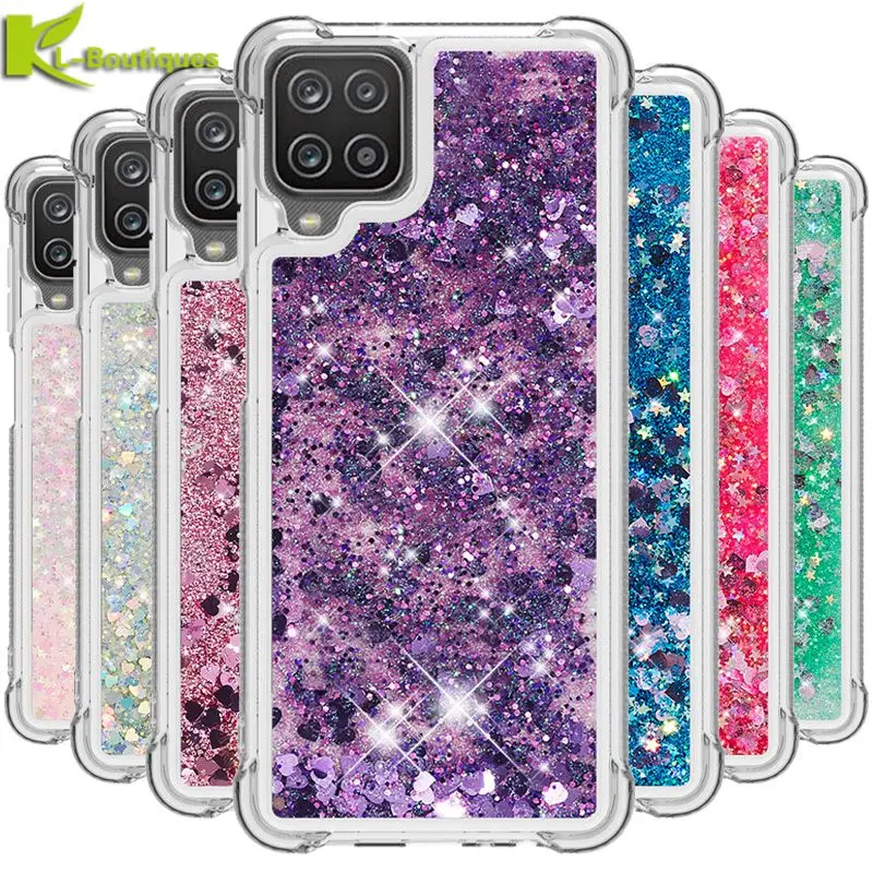 For Samsung Galaxy A12 SM-A125F Case Quicksand Glitter Liquid Case For Samsung A12 A 12 Nacho A127F Phone Cases Protective Cover