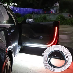 2 Pcs Waterproof Silicone Car Door Led Strip Warning Lights Door Opening Caution Strobe Flashing Lamp 12V Decorative LED Bar Red