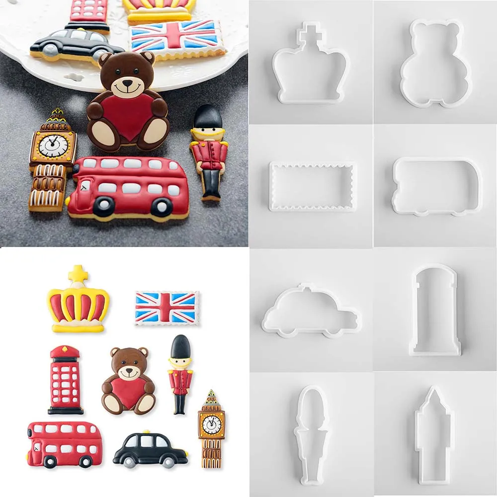 

Cartoon British Style Cookie Biscuit Cutter Mold Crown Bear Printing Mold DIY Cake Dessert Decoration Baking Tools