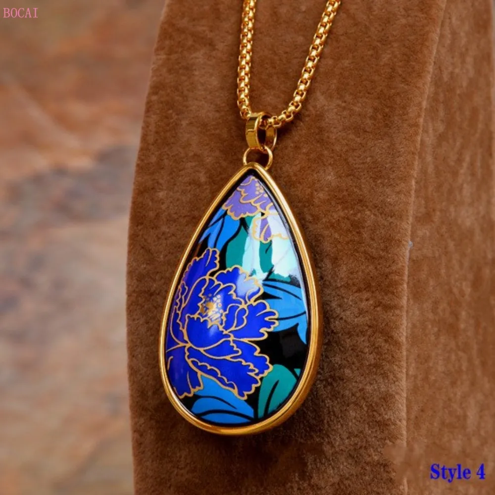 Enamel color head ornament enamel color big water drop double-sided enamel color Necklace  Pendants for women 2020 new fashion