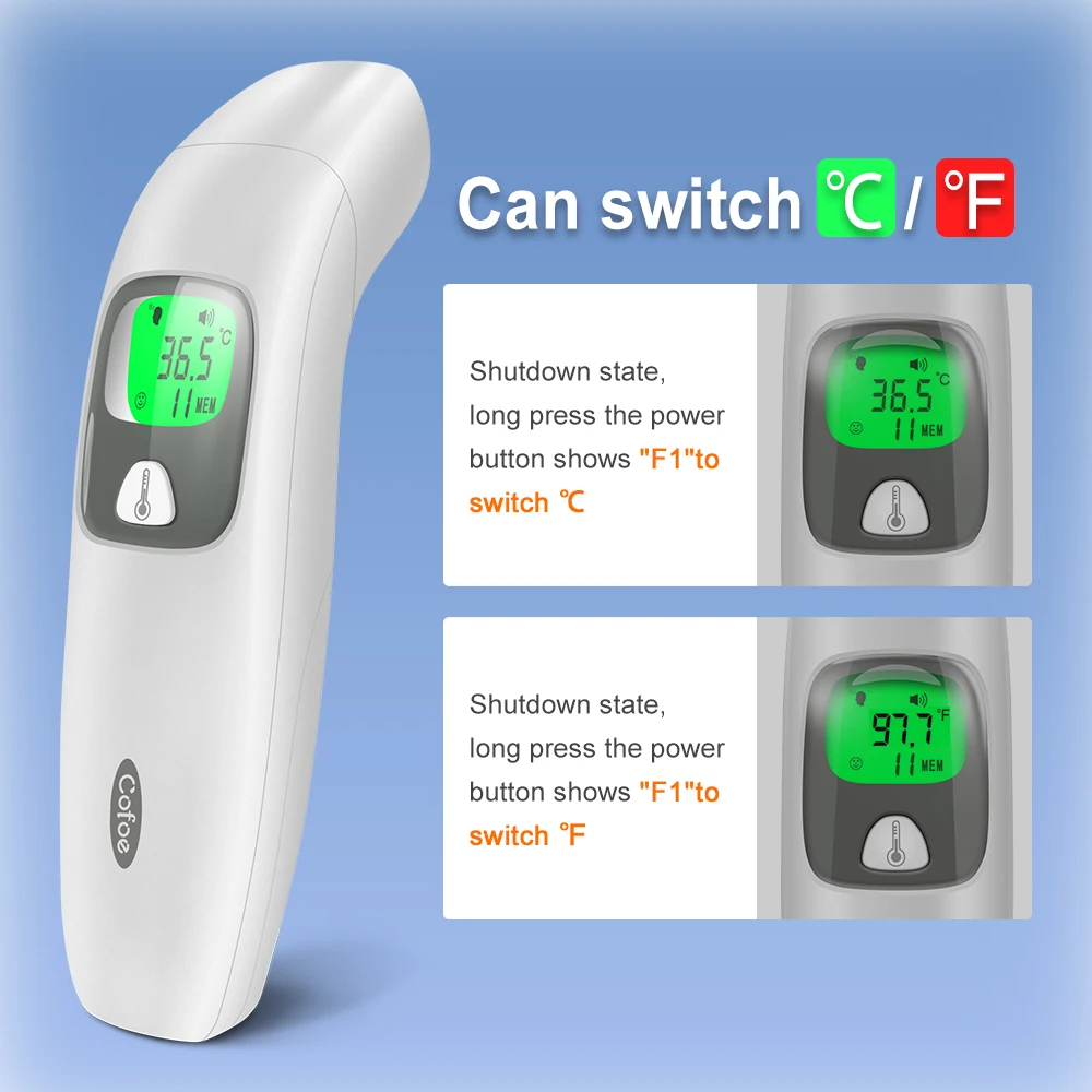 Cofoe 2 In 1 Digitale Voorhoofdthermometer Voorhoofd Oor Contactloze Medische Termometro Baby/Volwassen Temperatuurmeting Thuis