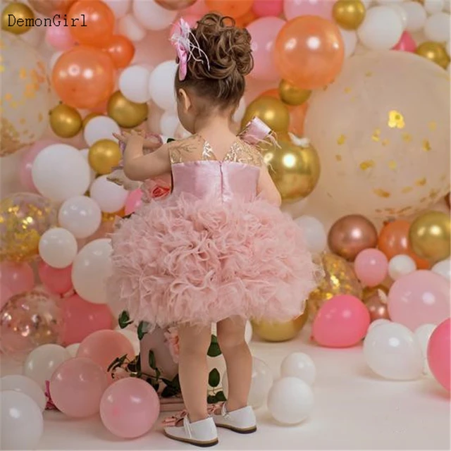 Robe de princesse rose gonflee pour bebe fille tutu pour premier anniversaire fete d anniversaire vetements