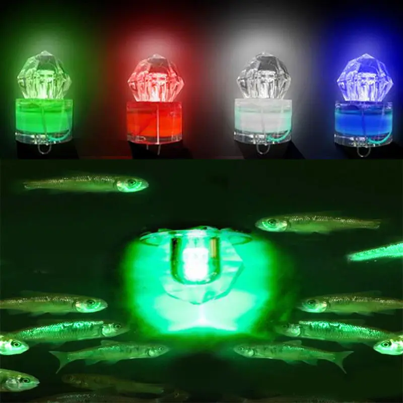 Imagem -04 - Multicolor Impermeável Led Abs Isca de Pesca Luz Deep Drop Underwater Fish Lure Branco Verde Vermelho Azul Rgb Squid 50 Pcs