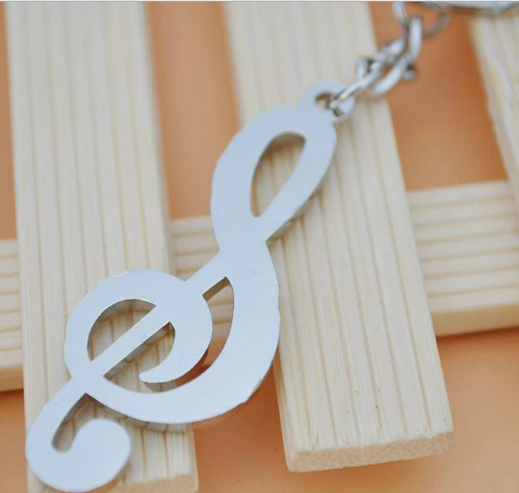 Music Note Pendant Keychains for Women Men Silver Color Guitar Charms Car Key Rings Jewelry Accessories Gift