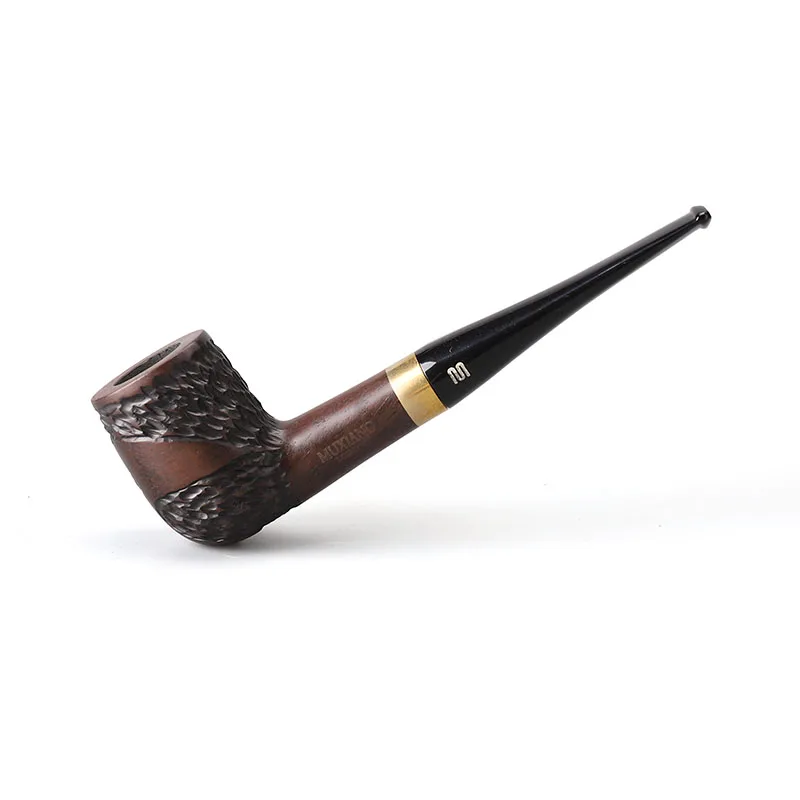 

RU-New Smoking Ebony Wood Handmade Carved Smoking Tobacco Pipe 9mm Filter Wooden Pipe Gift for Grandfather Father ac0015k01