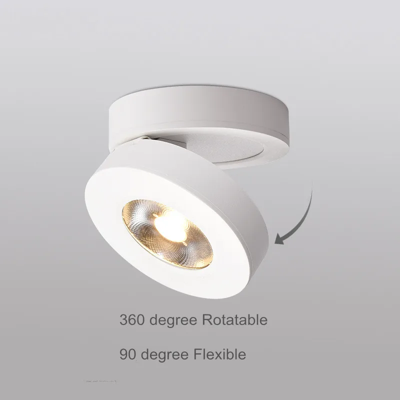 360 Angle Adjustable LED Surface Mounted Downlight Dimmable 5W 7W 10W 12W Ceiling Spot Light 3000K/4000K/6000K AC85-265V+ driver