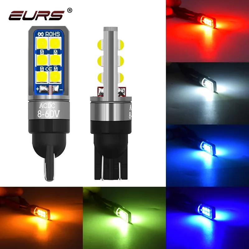 1pcs Car 5W5 LED Bulb T10 W5W LED Signal Light Canbus Auto Claerance Wedge Side Reverse Lamps License Plate Light AC/DC 8-60V