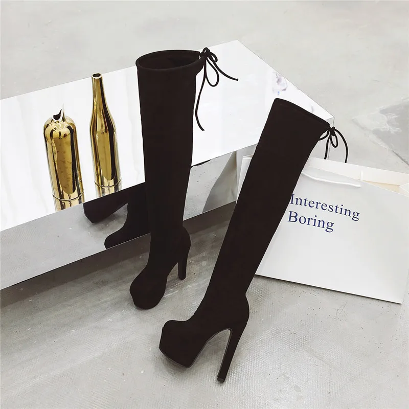 ASUMER 2021 new over the knee boots women round toe thigh high stretch boots sexy super high heels platform women boots big size