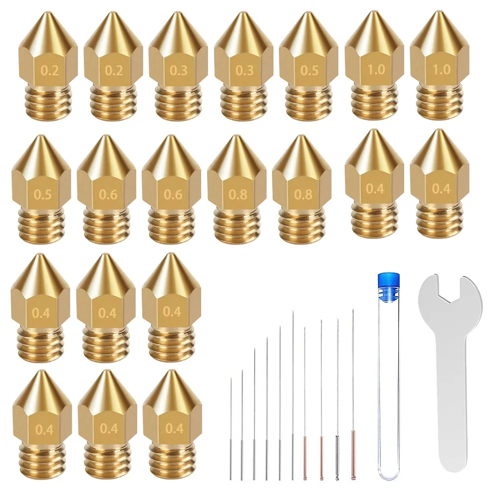 RAMPEN MK8 Extruder Düsen Set 0.2/0.3/0.5/0.6/0.8/1,0mm Hotend Druckkopf für Makerbot Creality CR10 Ender 3 3D Drucker Teile