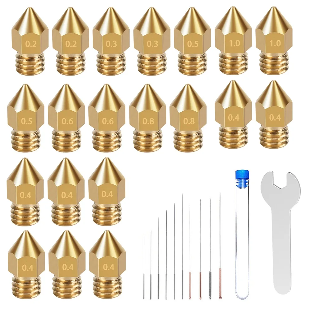 RAMPS 3D Printer MK8 Extruder Nozzles 0.4mm 1.75mm Brass Head Hotend Cleaning Needles Kit with Wrenches For CR10 Ender 3 Ender 5