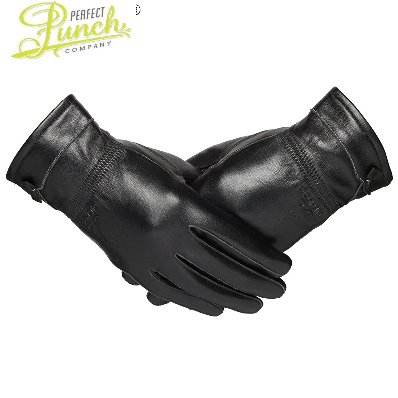 Sheepskin Real Leather Glove Women Black Comfortable Plus Velvet Gloves Cold Protection Winter Wear Luva Feminina SQQ401