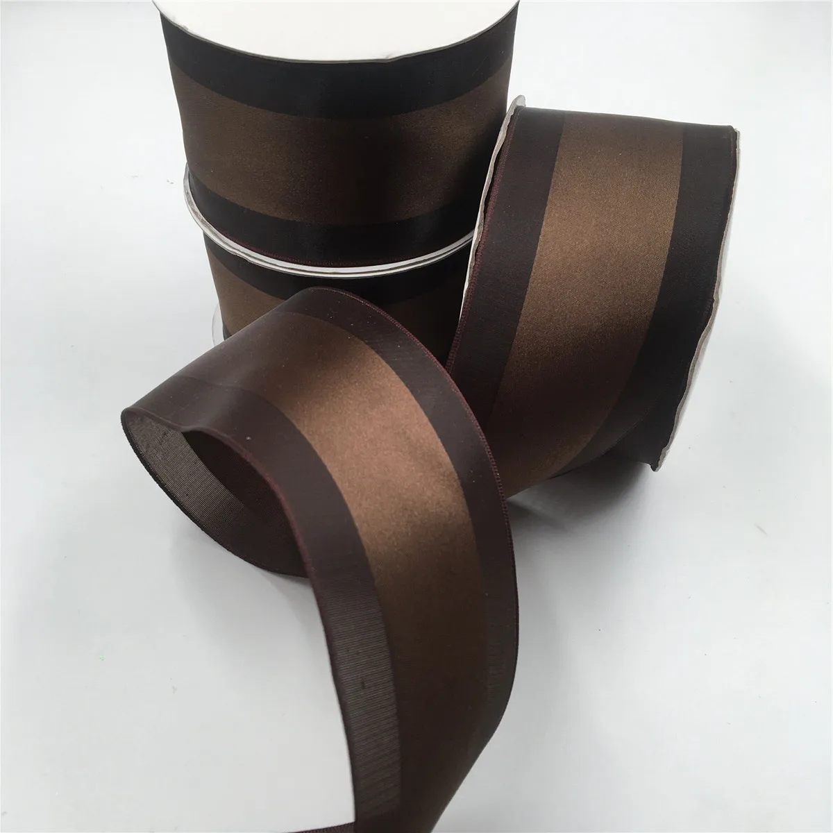 25Yard 63MM  Brown/Dark Coffee Chirstmas Satin Ribbon Wired Organza Edge for Birthday Decoration Gift DIY Wrapping 2-1/2