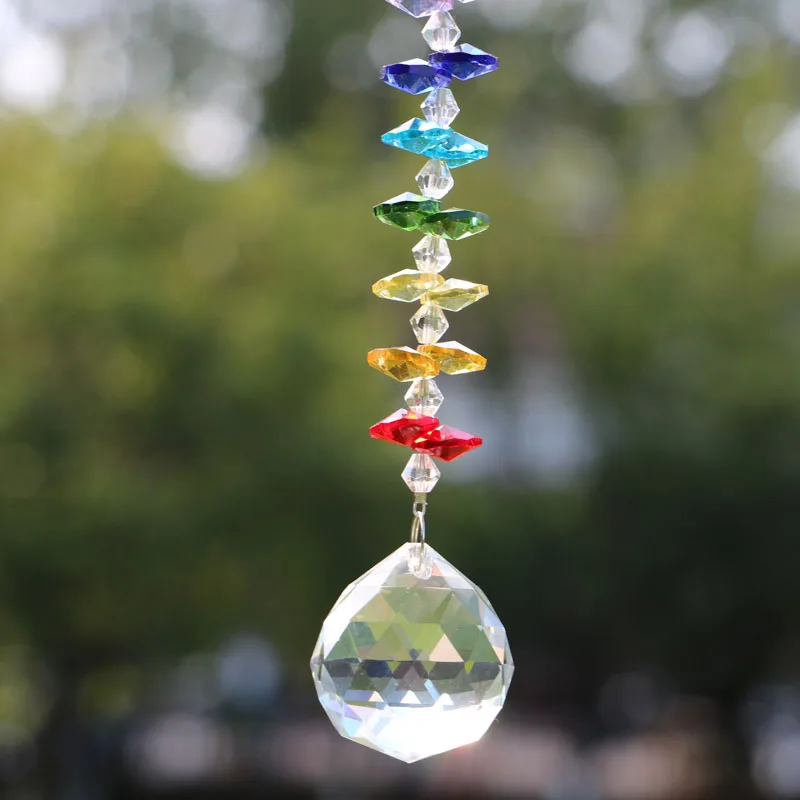 1PCS Chakra Crystal Glass Suncatcher Rainbow Octogon Hanging Prism Pendant Home Wedding Decoration