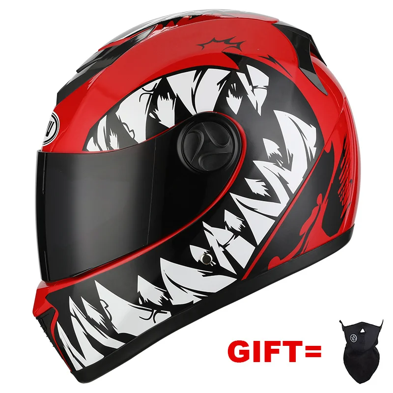 

New 2 Lens Full Face Motorcycle Helmet With Dual LensRacing S-XL Size Moto DOT Approved Capacete Double Lens Locomotive