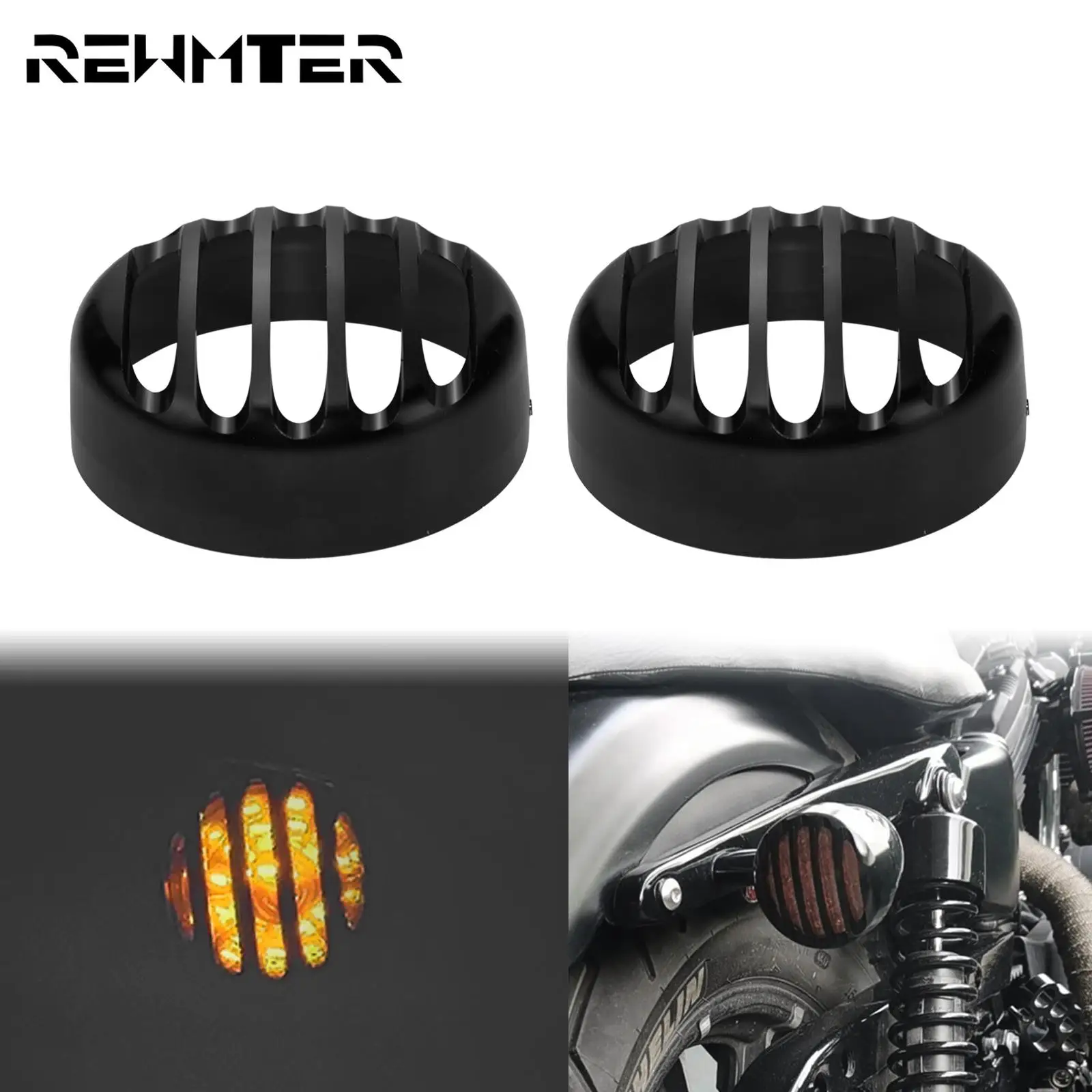 

Motorcycle 2x Black Rear Turn Signal Light Lamp Grill Bezel Cover For Harley Sportster 2016-2020 XL 883 Iron 1200 Custom XL1200C