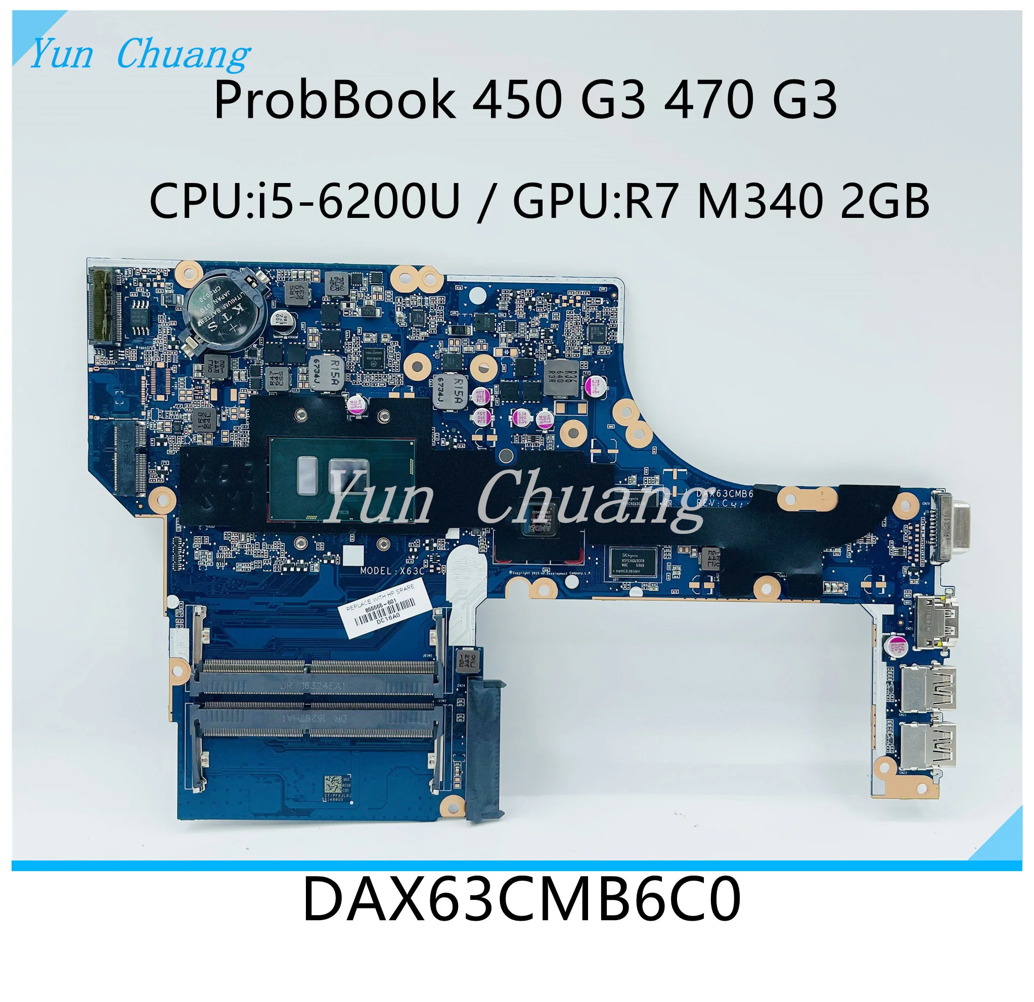 855562-601 855562-001 Twi Papan Utama untuk HP ProbBook 450 G3 470 G3 Motherboard Laptop R7 M340 SR2EY I5-6200U CPU DDR4