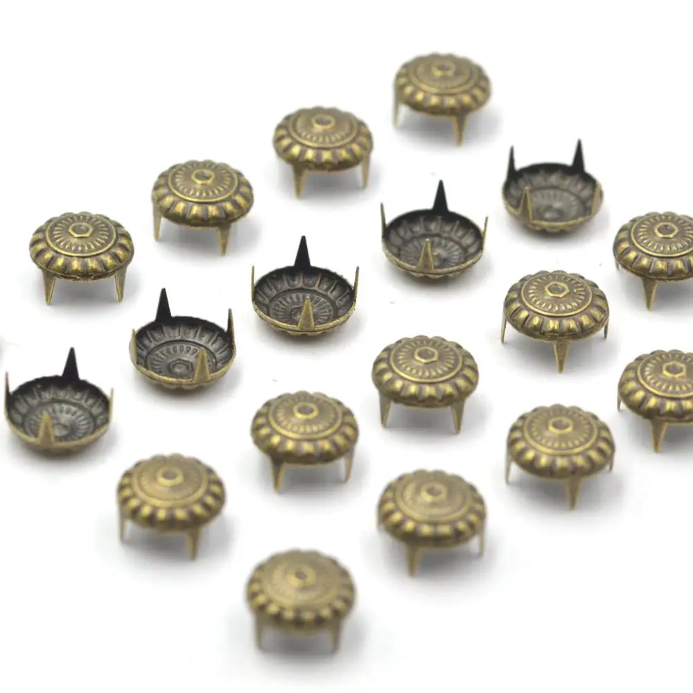 KALASO 100PCS Wholesale 11mm Bronze Color Antique Dome Stud Claw Rivets DIY Craft Supplies Leathercraft Handmade Accessories