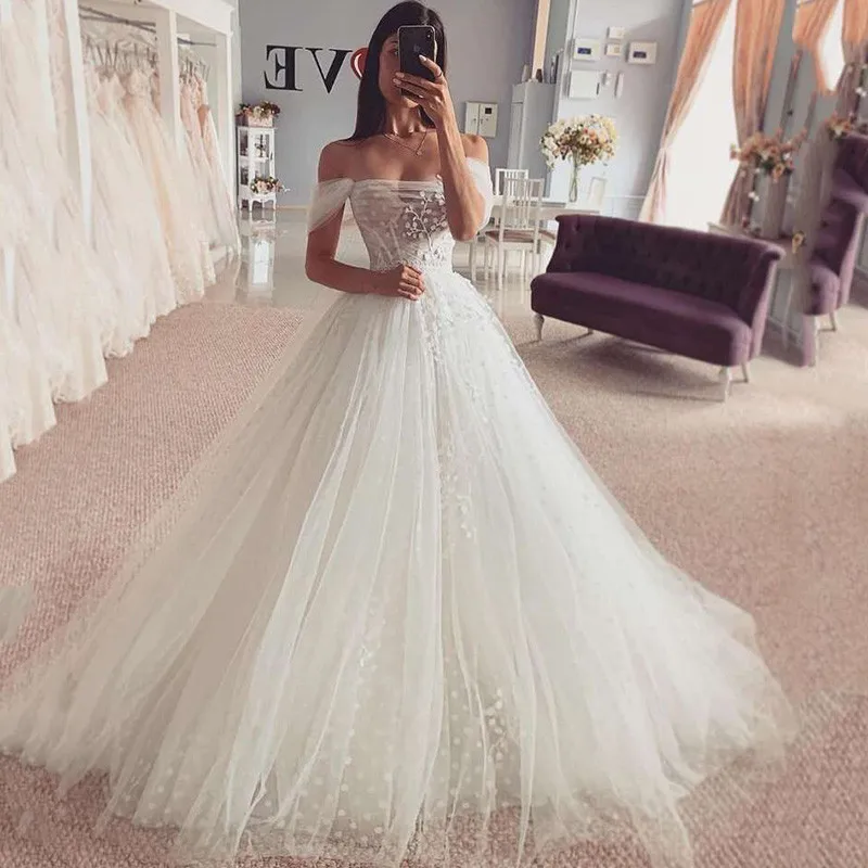 Peri Vintage gelinlik 2022 dantel gelinlik noktalı tül Boho gelinlikler kapalı omuz Robe de Mariage korse geri