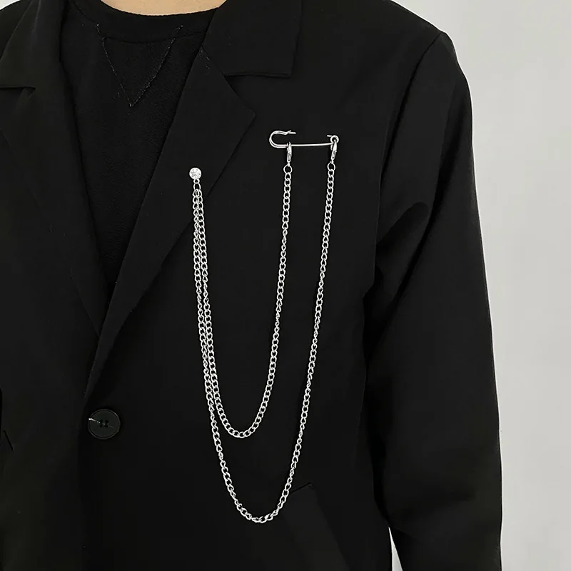 High-end-Mode Kristall Tasser Brosche Lange Kette Männer Anzug Schal Schnalle Kragen Pins Luxulry Schmuck Geschenke für Frauen Zubehör – Detail 2