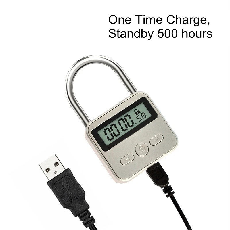 Smart Intelligent Metal Timing Electronic Padlock Lock USB Recharge Anti Addiction Bad Habits Travel Bag Smart Locks