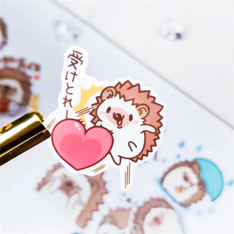 40pcs/lot Japanese Diary Kawaii Cute Hedgehog Animal Plant Daily Decor Flake Stickers Scrapbooking Stationery