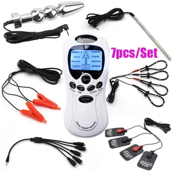 BDSM Electric Shock Anal Vagina Plug Urethral Catheter Penis Ring Electro Stimulator Nipple Clamp Massage Pad Medical Sex Toys