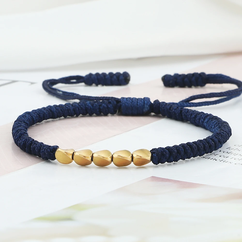 Lucky Braided Thread Bracelets Women Men Handmade Tibetan Buddhist Copper Beads Braided Bracelets Friendship Lover Jewelry Gifts