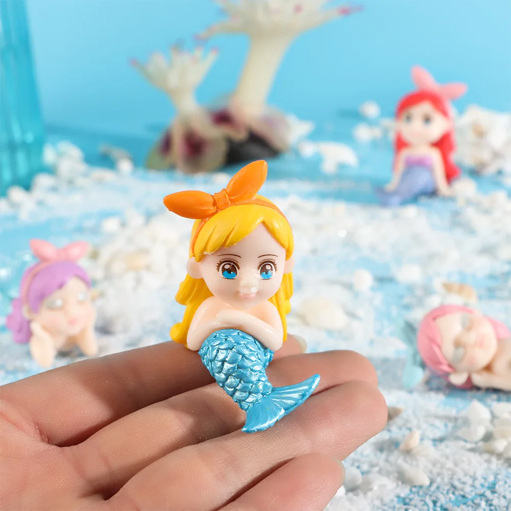 Mini Resin Miniature Mermaid Handicraft Ornament Micro Landscape Figurines Cute Statue Bonsai Home Garden Decor Accessories