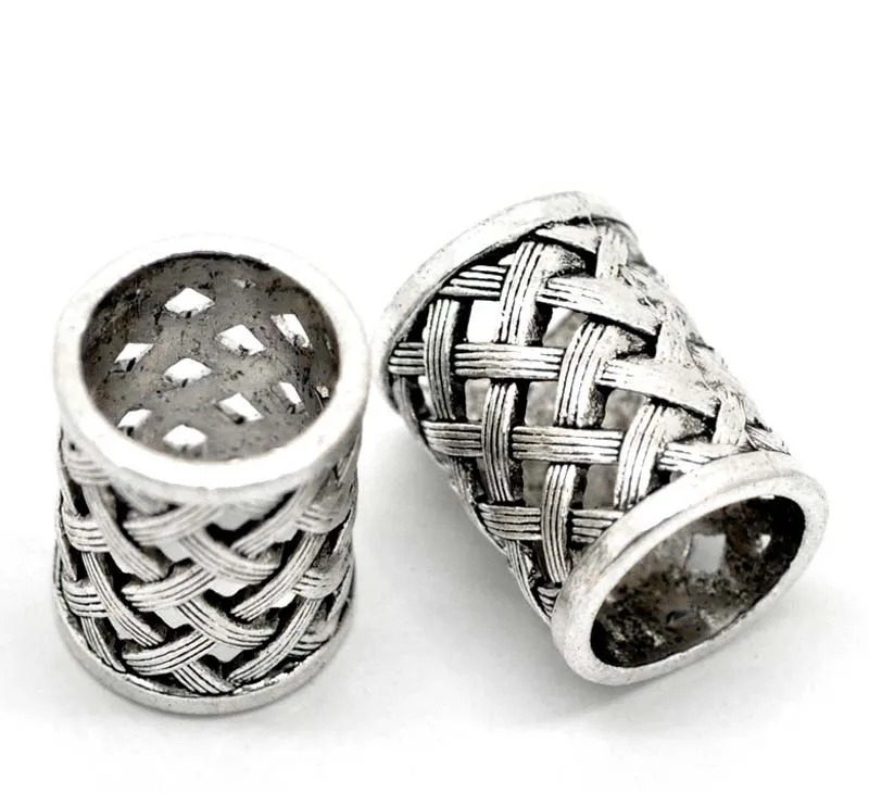 4pcs ancient silver hollow viking hair braid dread beard dreadlock beads rings tube for hair accessories hole size 17mm