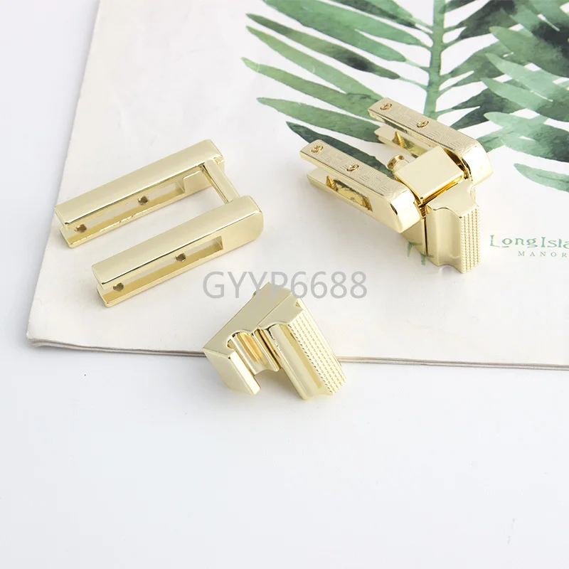 5-20sets 25*50mm Lock Bag Decorative Clasps Closure Diy Hardware Accessory Light gold Purse lock