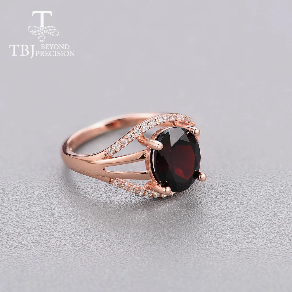 Natural Dark Garnet gemstone Ring real zambia garnet fine jewelry 925 sterling silver for women gift