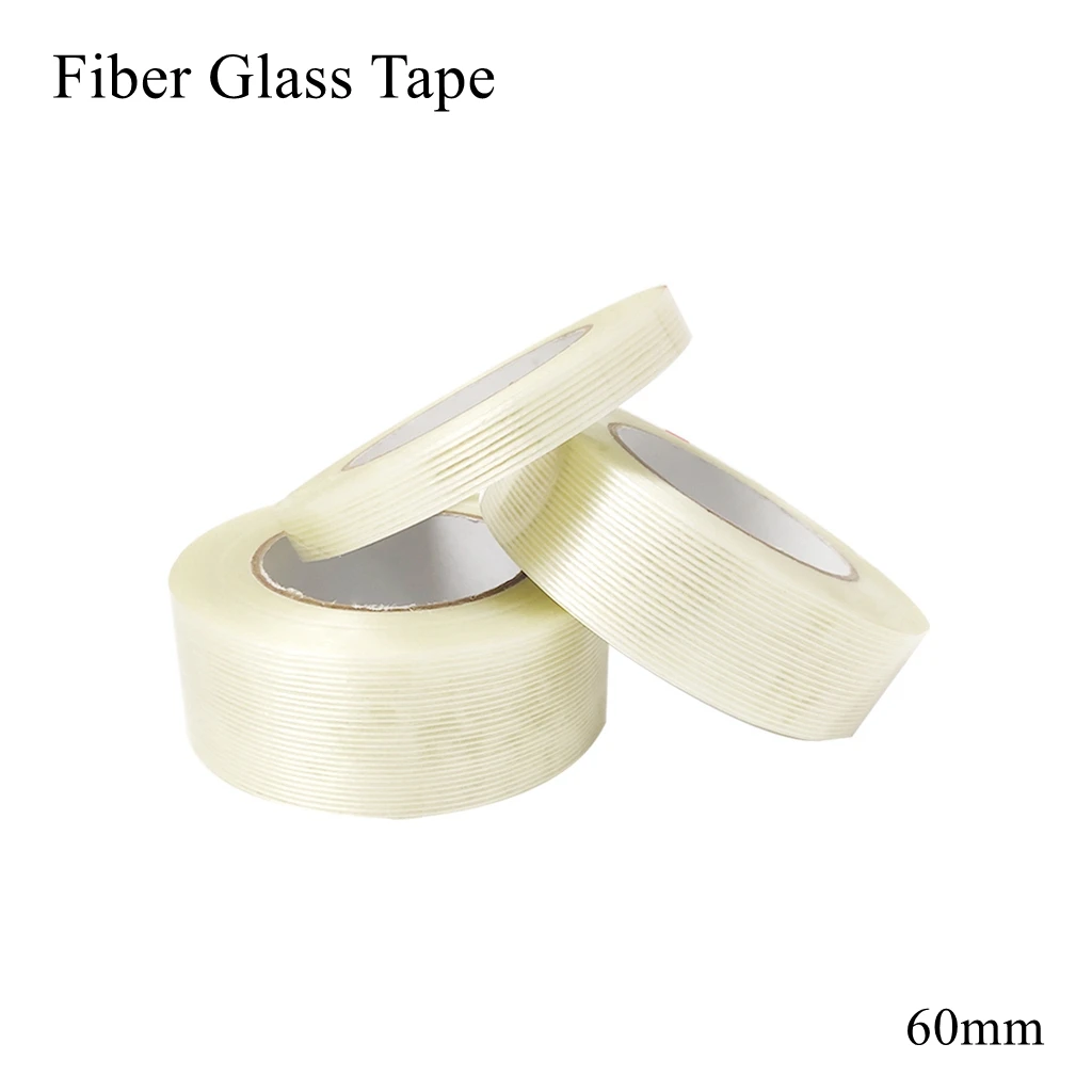 

60mm Striped Fiber Glass Tape Single Sided Adhesive Transparent Reinforced Filament Bundled Model Sealing Super Strong Mesh